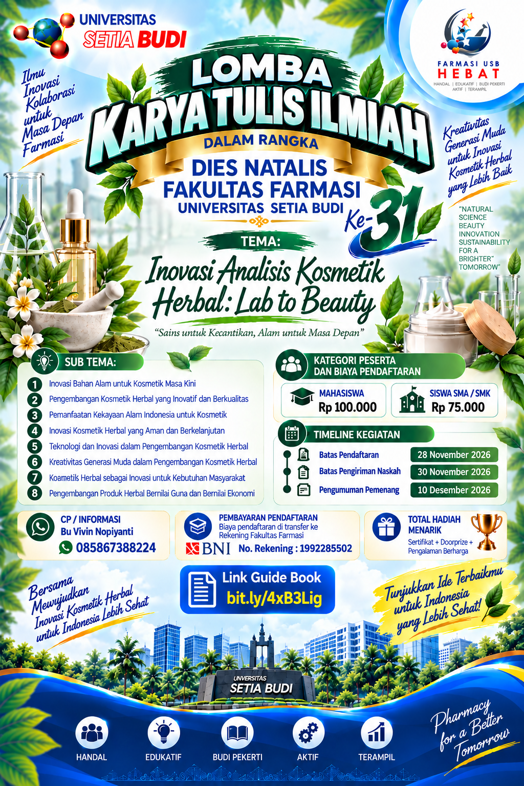 Lomba  Karya Tulis Ilmiah Inovasi Analisis Kosmetik Herbal: Lab to Beauty